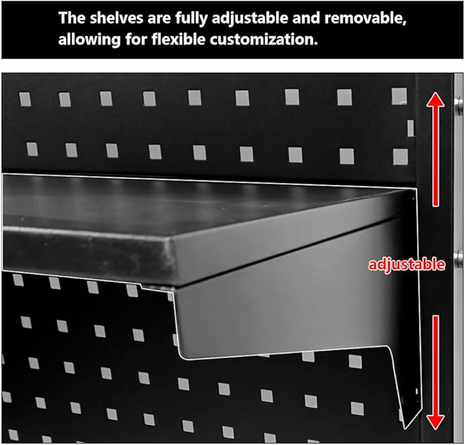 JZD Steel Free Standing Pegboard Shelf Unit, Metal Peg Board Floor Display System, for Home Office Gaming Room, Black