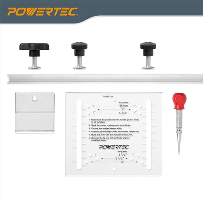 POWERTEC 72223 Cabinet Hardware Jig w/Drawer Front Installation Clamps Kit, Precision Marking System and Drawer Face Clamp for Installing Pulls, Knobs, Handles on Cabinet & Drawer