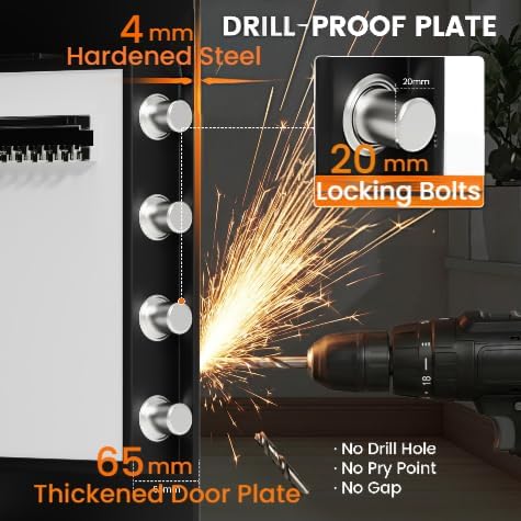 31.5"H Large Safe Box with Inner Lock Box, Slim Design Home Safe with Combination Lock, Alarm System, Removable Shelves & Fireproof Bag, Security Safes for Home Business Office