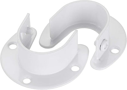 OwnMy 6 Packs Closet Rod End Supports Brackets 1-1/4" Curtain Flange Rod Holder, U Shaped Stainless Steel Closet Pole Sockets Opening Flange Rod Bracket for Closet Shelf Wardrobe Shower Curtain, White