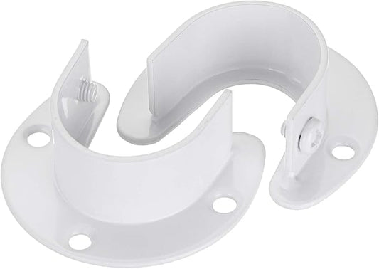 OwnMy 6 Packs Closet Rod End Supports Brackets 1-1/4" Curtain Flange Rod Holder, U Shaped Stainless Steel Closet Pole Sockets Opening Flange Rod Bracket for Closet Shelf Wardrobe Shower Curtain, White