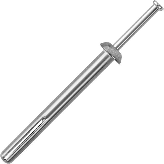 meite Hammer Drive Anchors 1/4" x 2-1/2" for Sign Mounting & Fence Brackets, Heavy-Duty Expansion Anchors for Concrete, Zinc-Plated Steel, Secure Hold (1 Case)