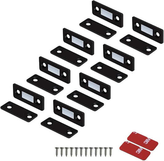 Mousike Magnetic Door Catch Ultra Thin Cabinet Magnets Stainless Steel Drawer Magnet Catch for Sliding Door Closure Kitchen Cabinet Cupboard Closet Closer (Black-8Pack)