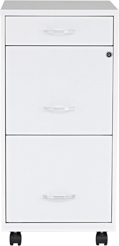 Lorell LYS SOHO Box/File/File Mobile White File Cabinet, 3 Drawer, 26.5 x 14.3 x 18 in