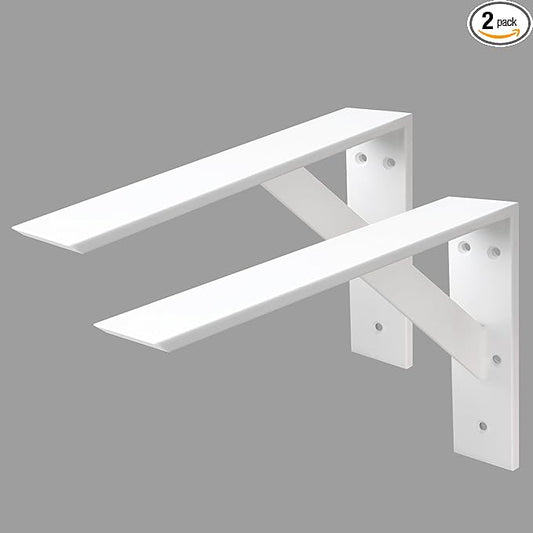 Countertop Support Bracket 14 Inch Heavy Duty Shelf Bracket 2 Pack 3/8" Thick White 14"x10"x2.5" for Granite Quartz Wood Laminate Countertops