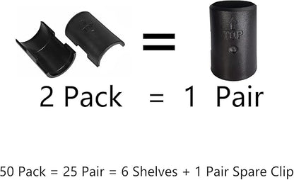 Wire Shelf Clips 50 Pack Wire Rack Lock Clip Replacements for 3/4 Inch Post Fit for Wire Shelving Sleeves System