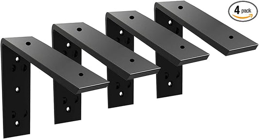 Heavy Duty 6 Inch Black Granite Countertop Support Bracket 4 Pack - 6"x6"x2.5" Shelf L Bracket Mantel Corbels for Quartz, Granite, Wood, Concrete, Laminate Countertops