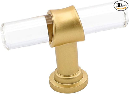 goldenwarm 30 Pack Cabinet Hardware Knobs Lucite Drawer Pulls LS9165GD - Acrylic Cabinet Pulls Knobs for Cupboard and Drawer Modern Hardware for Furniture