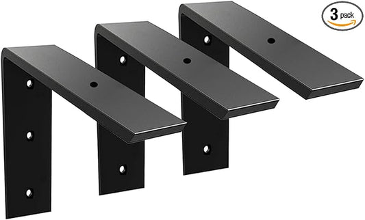 Countertop Support Bracket 3 Pack 6 inch Heavy Duty 3/8" Thick Black Granite Countertop Bracket 6"x6"x2.5" Shelf L Bracket Mantel Corbels for Quartz/Granite/Wood/Concret/Laminate Countertops