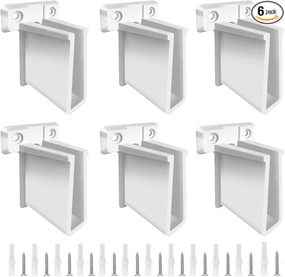 YSD 6Pcs Wire Shelf End Bracket, White Plastic Closet Shelves Brackets, Wall Mount Brackets for Shelves Closet, Screws Included
