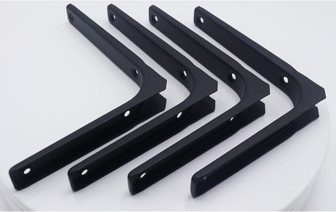 4pcs 6 x 5 Inch L Brackets, Heavy Duty Wall Mount L Corner Brackets Braces for Wood, Shelves, Cabinets, 90 Degree Triangle Shelf Support with Screws, Small Right Angle Bracket