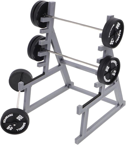 ibasenice Miniature Squat Rack Pen Holder with Barbell Pen, Dollhouse Gym Furniture, Office Desk Decor, Black Plastic, 6.29x4.72x3.93 Inches, Set of 4 for Home, Office, Car