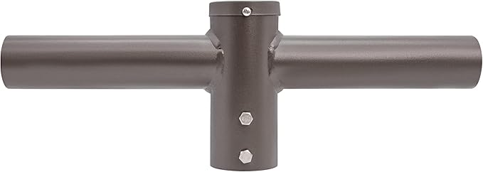 180 Degree Double Bullhorn Mounting Bracket for 2 Lighting Fixtures, Bronze Steel Pole Mount Bracket for Outdoor Shoebox, Parking Lot, Street Light Fixtures