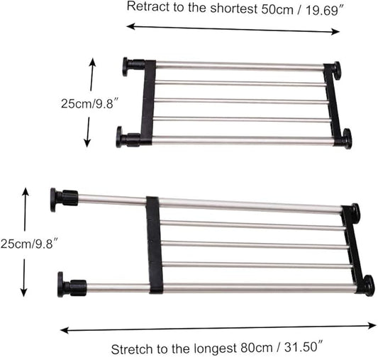 BAOYOUNI Expandable Shelf Closet Tension Rod Adjustable Shelving Unit Storage Rack Organizer Hanger Space Saving Divider for Wardrobe, Cupboard, Kitchen, Bathroom Use, Black
