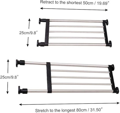 BAOYOUNI Adjustable Closet Shelf Expandable Shelves Tension Rod Hanger Space Saving Storage Rack Organizer Divider for Wardrobe, Cupboard, Kitchen, Bathroom Use, Black, 2 Pack