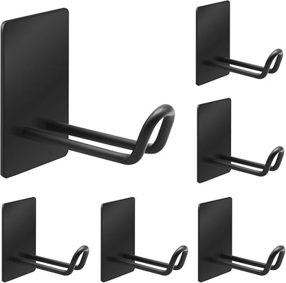 Adhesive Hooks,Stainless Steel Towel Hook,Sticky Hanger for Kitchen and Door,Bathroom Wall Hooks for Hanging Towel Robe Hat Coat Key,6Packs (Black)