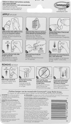 Command Clothes Hanger, 1 Hanger, 2 Strips/Pack, White, Large (Pack of 2)