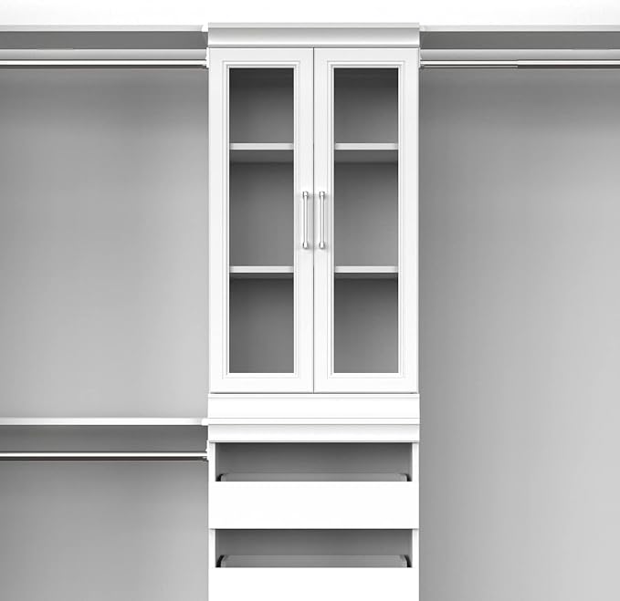 ClosetMaid Modular Storage Pair Set, 2 Glass Pane Doors, Wood Closet Organizer Shaker Style, Add On Accessory for Shelf Units, White, 34.88" H x 21.02" W x 1.81" D