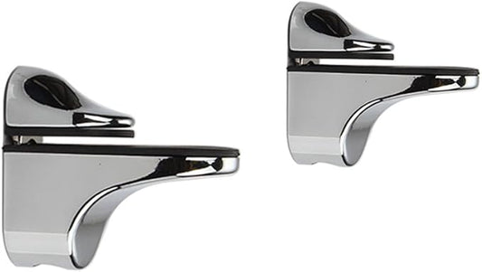 Adjustable Wood/Glass Shelf Bracket Wall Mount, Polished Chrome, 2 Pack