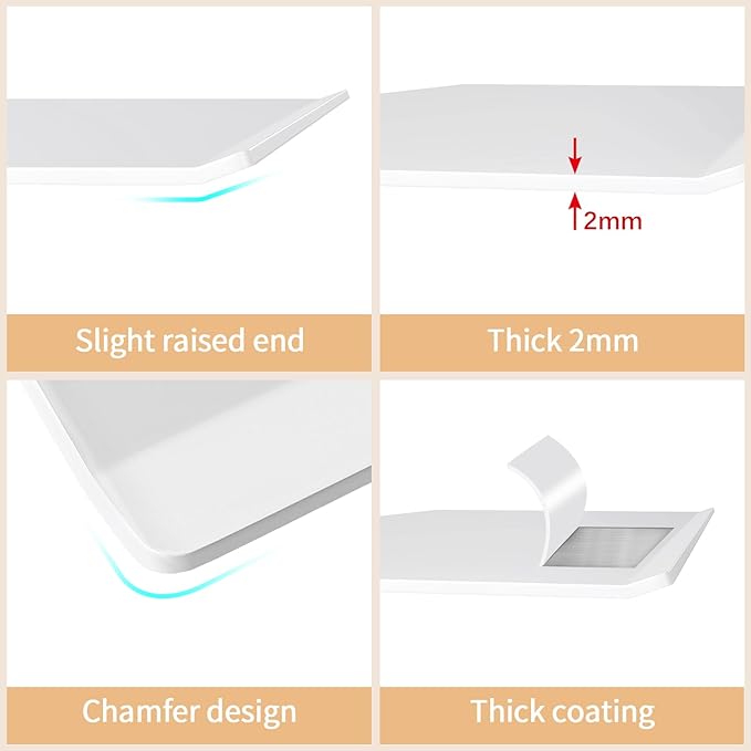 MKO 20" Floating Shelves for Wall, Long Metal Wall Mounted Shelf for Bathroom, Bedroom, Living Room, Kitchen, Display Hanging Shelves for Books/Storage/Room Decor 2 Packs, White