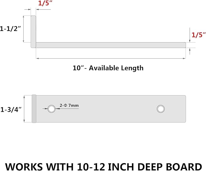 10 Inch Floating Shelf Brackets, Heavy Duty Hidden Bracket for Wall, Mantel, Bookshelves, Black Powder Coated Steel, 8-Pack