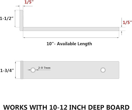 10 Inch Floating Shelf Brackets, Heavy Duty Hidden Bracket for Wall, Mantel, Bookshelves, Black Powder Coated Steel, 8-Pack