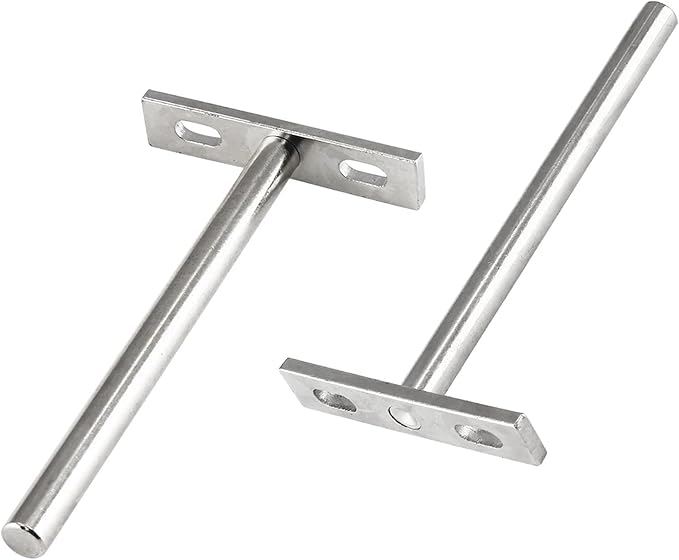 Luomorgo 4 Pcs 5 Inch Floating Shelf Bracket Blind Shelf Bracket Hidden Brackets for Floating Wood Shelves - Screws and Wall Plugs Included