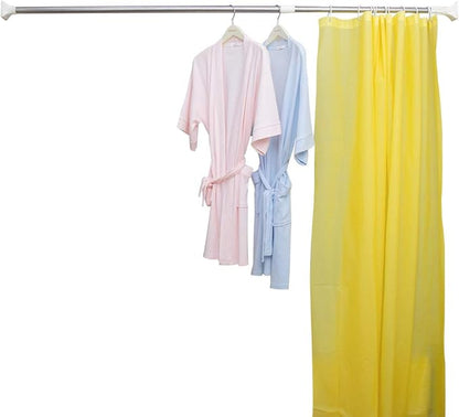 BAOYOUNI Adjustable Shower Curtain Tension Rod Square Head Decorative Straight Expandable Shower Curtain Rail Pole Bar Clothes Hanger, Ivory, 45-66.9 Inches Inches