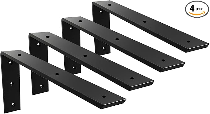 Countertop Support Bracket 4 Pack 18 inch Heavy Duty 3/8" Thick Black Granite Countertop Bracket 18"x8"x2.5" Shelf L Bracket Mantel Corbels for Quartz/Granite/Wood/Concret/Laminate Countertops