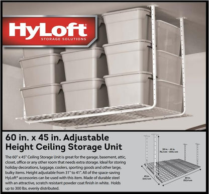 Ceiling Mounted Adjustable Shelf in White