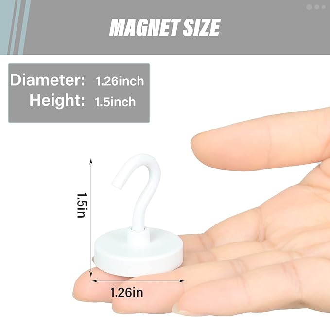 Neosmuk Magnetic Hooks, Heavy Duty 130lb+ Strong Magnet Hook for Cruise Cabins, Cruise Ship Essentials for Hanging, Metal Wall Refrigerator Hangers (White, 10 Pack)