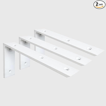 WINKER Countertop Support Bracket 3 Pack Heavy Duty 3/8" Thick Hidden L Shelf Bracket 18" x 8" x 2.5" Metal Corbels for Quartz/Granite/Wood/Concrete/Laminate Countertops, White
