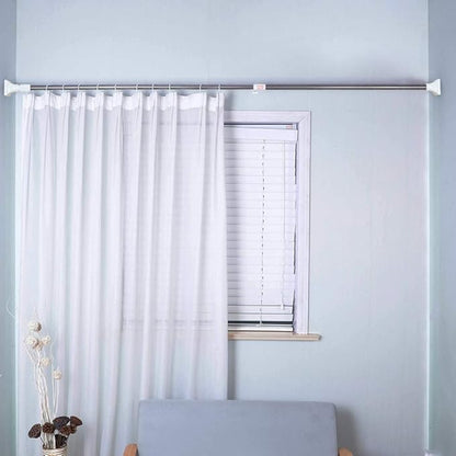BAOYOUNI Adjustable Shower Curtain Tension Rod Square Head Decorative Straight Expandable Shower Curtain Rail Pole Bar Clothes Hanger, Ivory, 45-66.9 Inches Inches