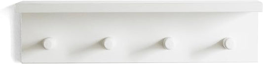 Entrance Coat Rack ，Coat Hooks, Wall-Mounted Wooden Hook Rack, Wall-Mounted Shelves are Very Suitable (White Color Finish—A-1)