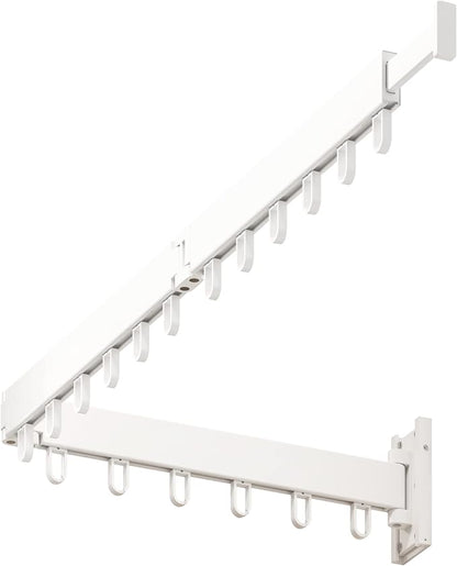 Clothes Drying Rack,Laundry Drying Rack,Wall Mounted Clothes Rack,Laundry Rack Wall Mount,Folding Retractable Collapsible Drying Rack Clothing (Three-Poles,Loop Hooks,White)