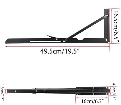 Sumnacon 2 Pcs 20 Inch Sturdy Folding Shelf Brackets - Heavy Duty Triangle Table Bench Folding Shelf Brackets, Wall Mounted Metal Folding Shelf Hinge, Black