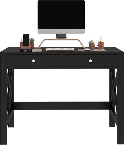 ChooChoo Computer Desk Study for Home Office, Modern Simple 40 Inches Desk with Drawers, Makeup Vanity Console Table, Black