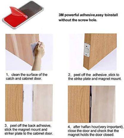 Mousike Magnetic Door Catch Ultra Thin Cabinet Magnets Stainless Steel Drawer Magnet Catch for Sliding Door Closure Kitchen Cabinet Cupboard Closet Closer (8 Pack)