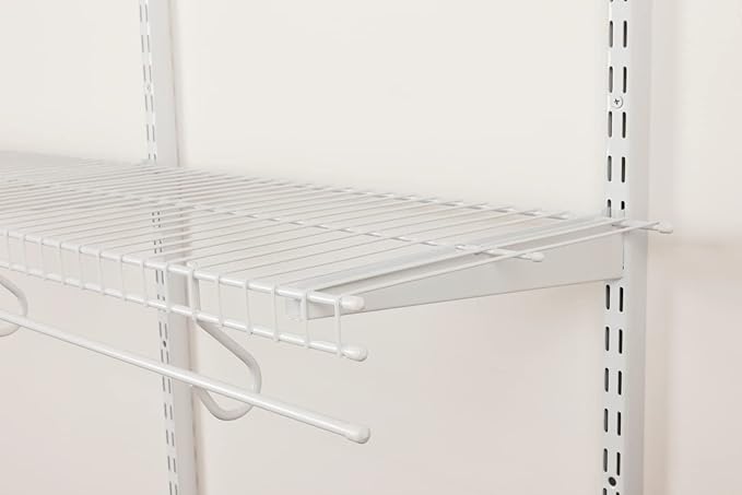 Rubbermaid FastTrack FreeSlide Expandable Closet Organizer, 4 to 8 foot, White, for Clothes/Shoes/Hats