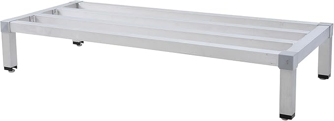 48" x 14" x 8" Aluminum Dunnage Rack | 1000 Lb Capacity | Low Shelf for Off-Floor Storage in Restaurants, Kitchens, Supermarkets, and Grocery Stores