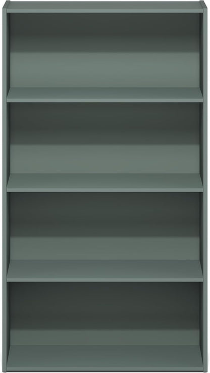 Furinno PASIR Book Shelf, 4-Tier Bookshelf, Bookcase, 9.4" x 23.6" x 41.7", for Living Room, Bedroom, Home Office, Sage Green
