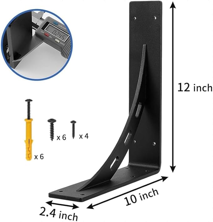 12 inch x 10 inchHeavy Duty Shelf Brackets , Metal Mantel Brackets (Set of 2) Fireplace Mantel Brackets - Countertop Support , Max Load 1100 Lbs (12 ‘’ x 10’‘)