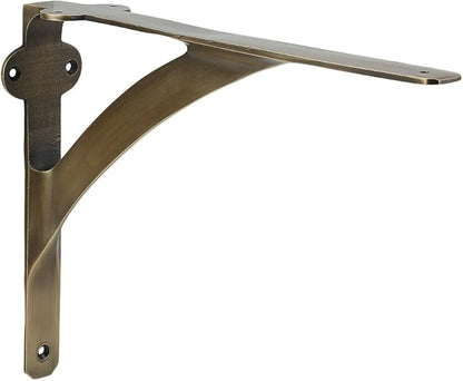 Set of 2 Brass Shelf Brackets for 8", 10", 12" Shelves - Gold Finish - Heavy Duty Brass L Brackets for Wall Shelves Hardware Included 7 3/8" X 9 7/8",