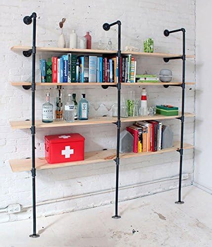 Industrial Retro Wall Mount Iron Pipe Shelf,DIY Open Bookshelf,Hung Bracket,Home Improvement Kitchen Shelves,Tool Utility Shelves, Office,Ceiling Mount Shelf