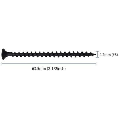 85pcs #8 × 2-1/2 inch High Hardness Drywall Screws, Black, Coarse Thread, Phillips Drive, Bugle Head, Black Wood Screws, Wood and More