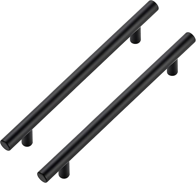 JOY DECOR 45 Pack Cabinet Handles, Black Cabinet Pulls, 6-1/4 in Hole Center Kitchen Hardware, Stainless Steel T Bar Handles for Dresser Drawers