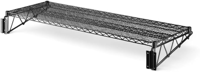 18" x 60" Black Wall-Mounted Wire Shelf with Epoxy Coating, Heavy-Duty Steel Storage Rack, NSF Certified, Easy Installation, Open Wire Design for Kitchen, Garage, or Utility Storage