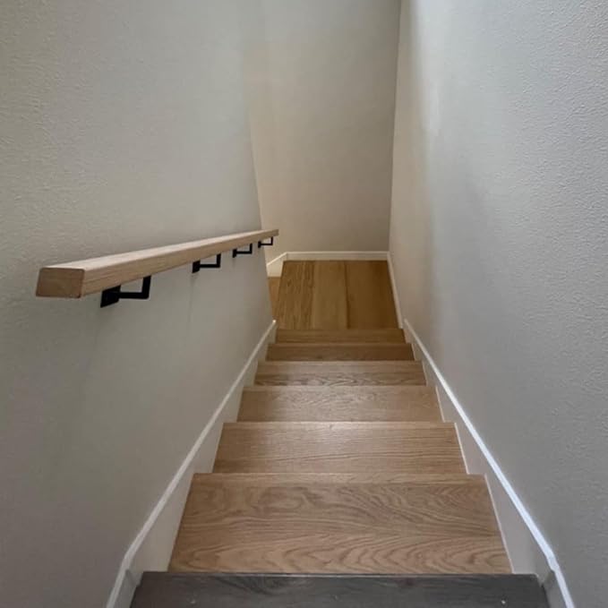 Square Handrail Brackets for Staircase Stair Railing Brackets with Screws (1, Textured Black)