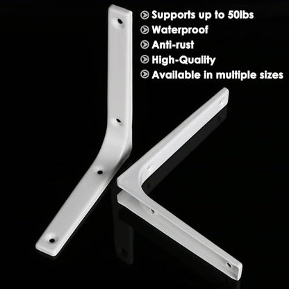SAYAYO Wall Shelf Brackets White, 6 x 5 Inch Iron Metal Shelf Brackets L Shaped Corner Support Brackets for DIY Floating Shelf, 4 PCS
