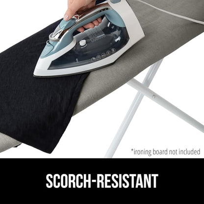 GORILLA GRIP The Original Ironing Board Cover and Pad, Silicone Coating, Thick Scorch Resistant Padding, Heavy Duty Iron Covers Standard Boards, Hook and Loop Fastener Strap, Silver, 18x49